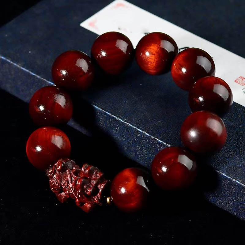 KarmaRipple's Small Leaf Red Sandalwood PiXiu Protection Bracelet p5