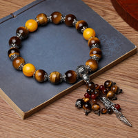 KarmaRipple's Authentic Tiger Eye Red Agate Dragon Vein Agate Stone Vajra Dorje Power Balancing Bracelet Car Decoration