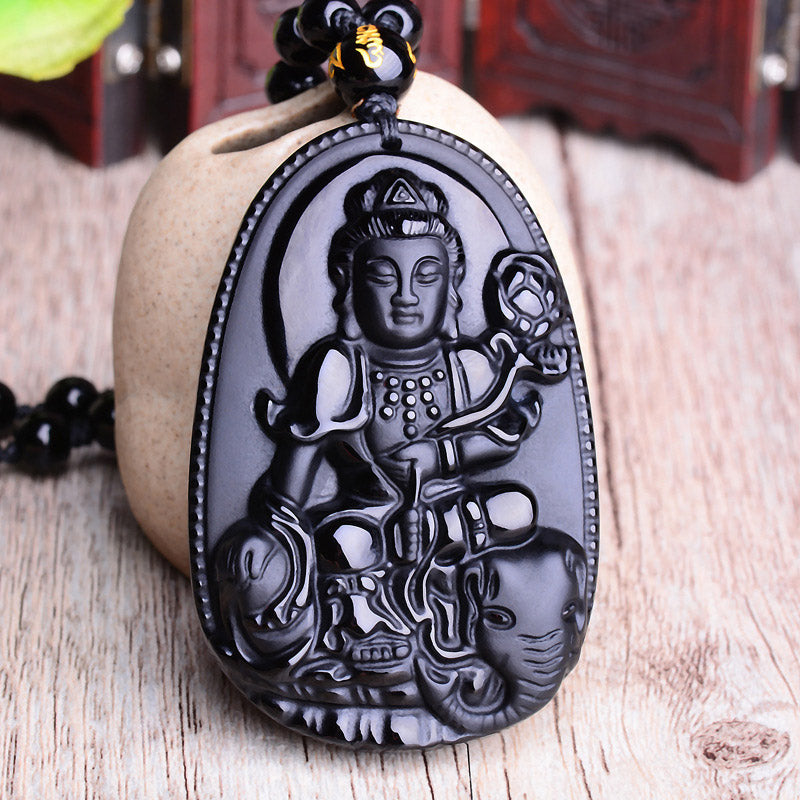 KarmaRipple's Chinese Zodiac Obsidian Buddha Amulet Protection Necklace Pendant p4