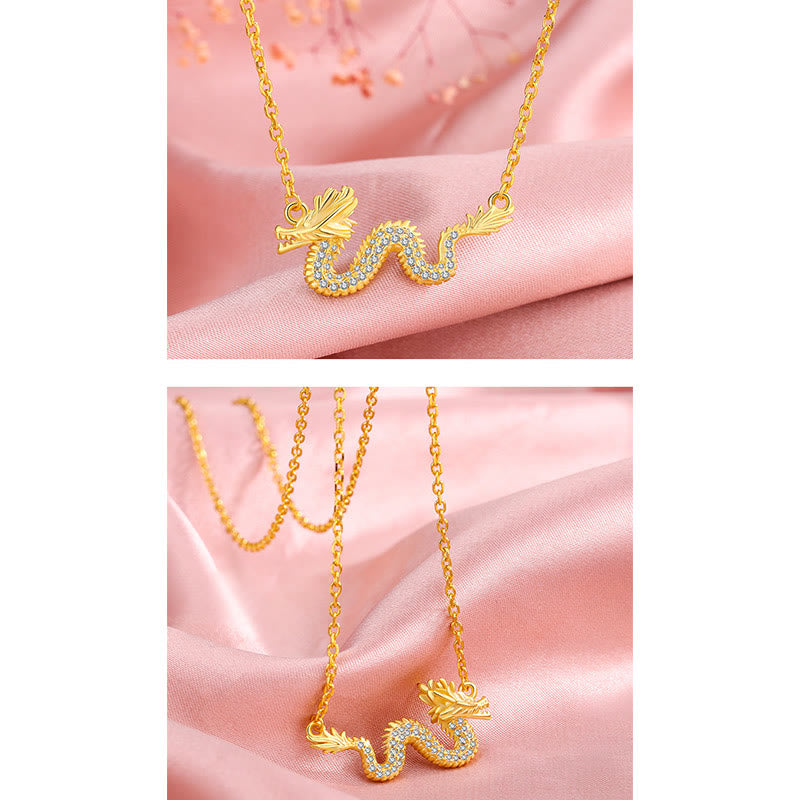KarmaRipple's 925 Sterling Silver Year Of The Dragon Auspicious Golden Dragon Fortune Chain Pendant Necklace p13