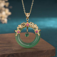 KarmaRipple's Authentic Round Cyan Jade Balancing Pendant Necklace