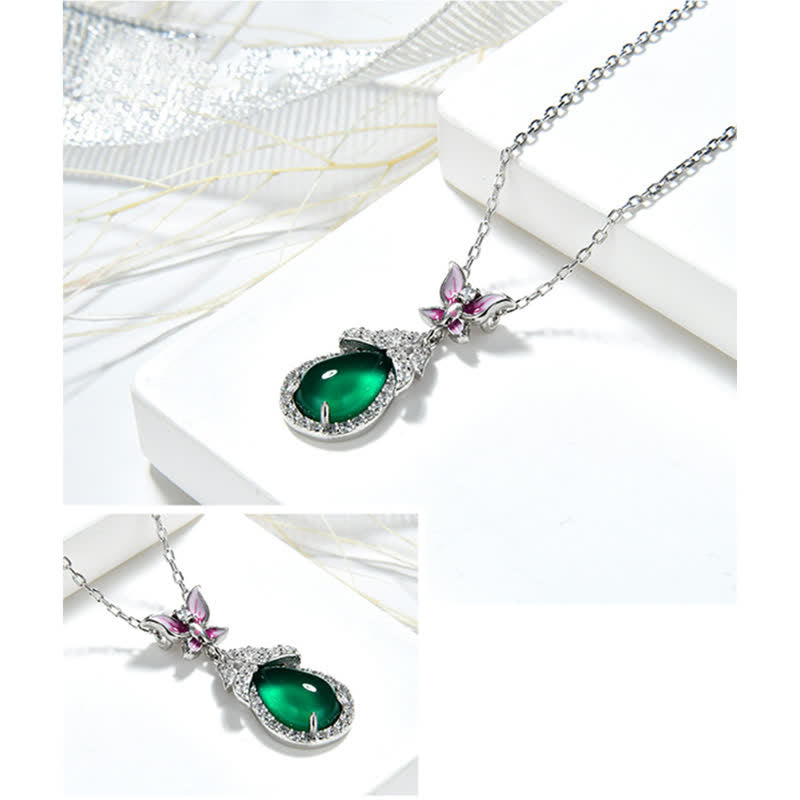 KarmaRipple's 925 Sterling Silver Green Chalcedony Butterfly Zircon Courage Pendant Necklace p9