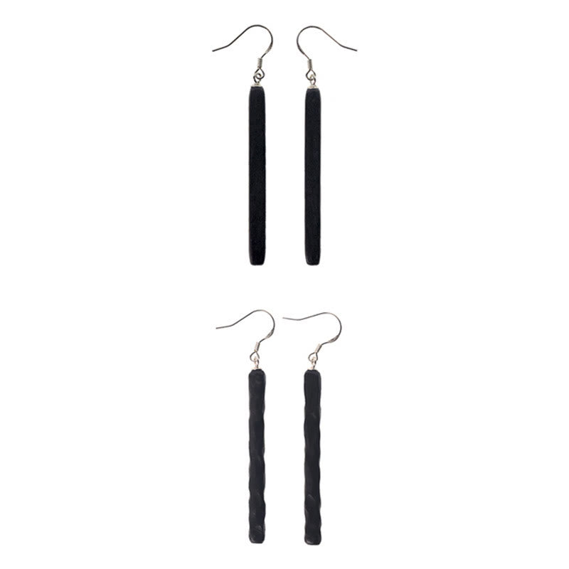 KarmaRipple's 925 Sterling Silver Ebony Wood Texture Balance Peace Drop Dangle Earrings p13