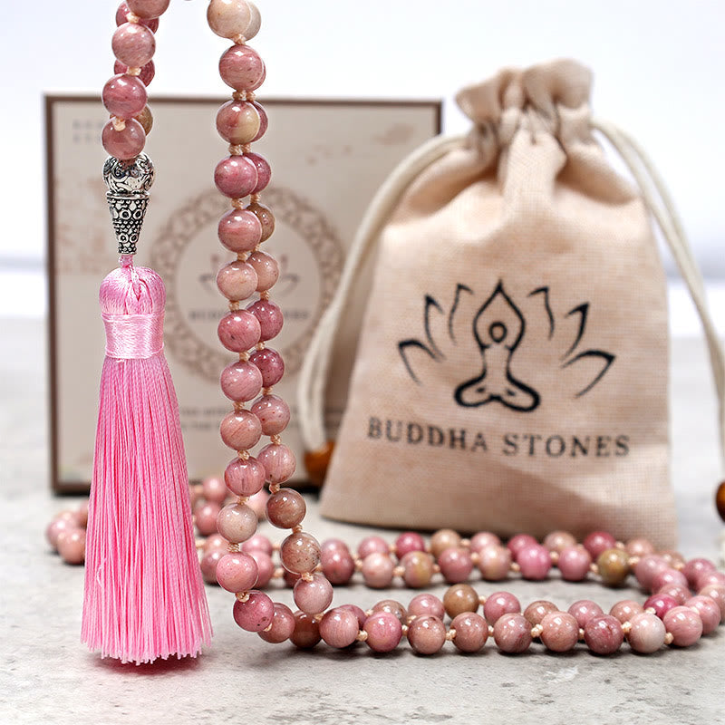 KarmaRipple's 108 Mala Rhodonite Beadwork Yoga Meditation Prayer Beadwork Bracelet p6