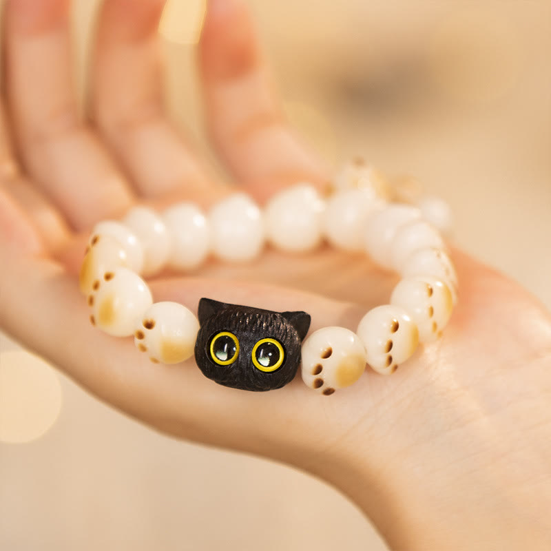 KarmaRipple's Authentic Bodhi Seed Red Sandalwood Lovely Paw Fortunate Cat Peace Bracelet p13