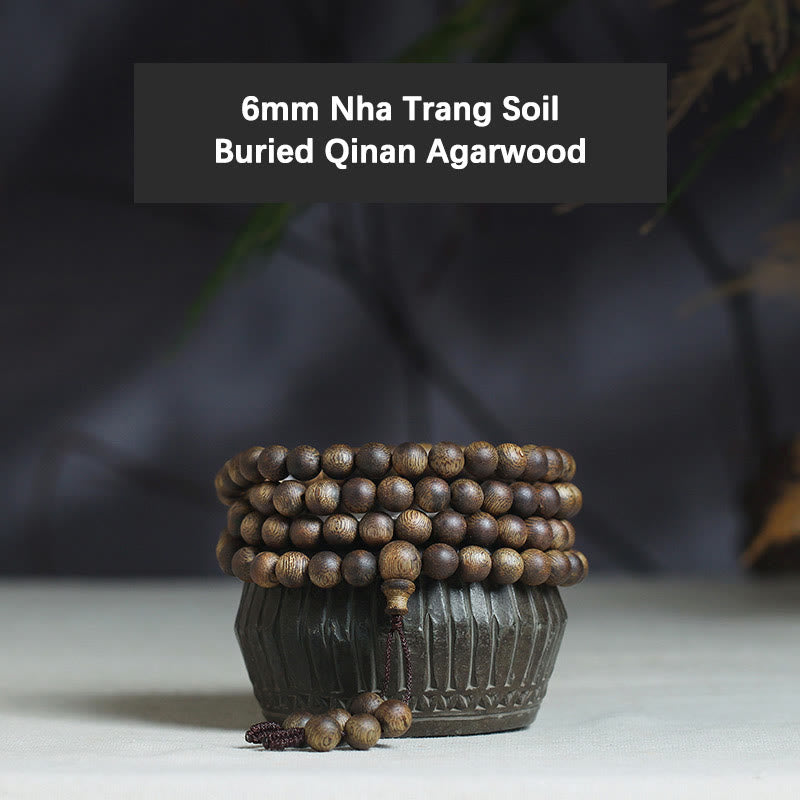 KarmaRipple's 108 Mala Beadwork Nha Trang Soil Buried Qinan Agarwood Balance Strength Bracelet p1