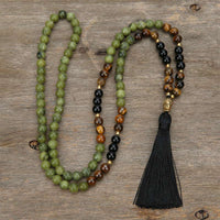 KarmaRipple's Tibetan Green Jasper Protection Mala Bracelet