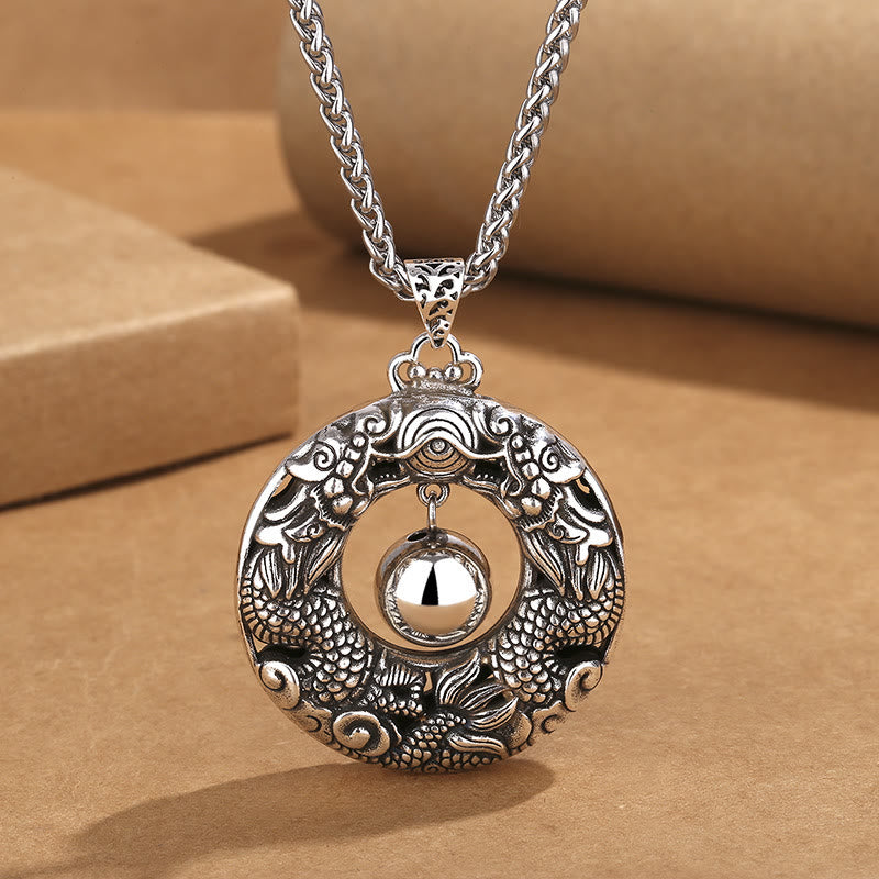 KarmaRipple's Double Dragon Playing Bead Bronze Protection Pendant Necklace p8