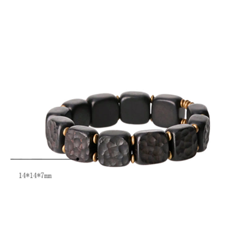 KarmaRipple's Retro Ebony Wood Texture Style Bronze Peace Balance Bracelet p9
