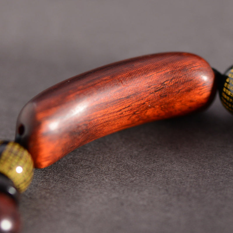 KarmaRipple's Small Leaf Red Sandalwood Om Mani Padme Hum Engraved Protection Bracelet p7