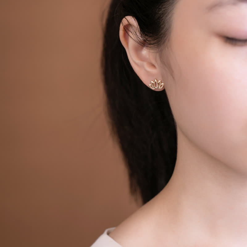 KarmaRipple's 925 Sterling Silver Lotus Flower Blessing Earrings p3