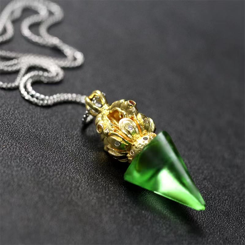 KarmaRipple's Tibetan Dorje Vajra 4 Prong Lotus Liuli Gemstone Strength Pendant Necklace p13