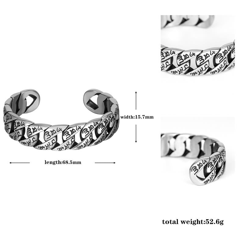 KarmaRipple's Tibetan Om Mani Padme Hum Mantra Titanium Steel Peace Cuf Bangle Bracelet p8