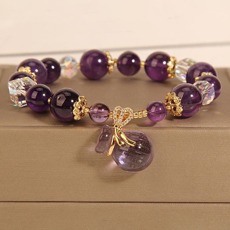 KarmaRipple's Authentic Amethyst Gemstone Money Bag Talisman Positive Bracelet p12