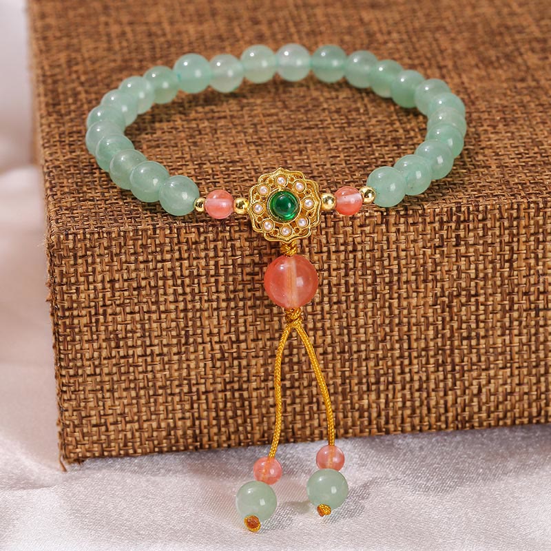KarmaRipple's Green Aventurine Fortune Bead Tassel Bracelet p3