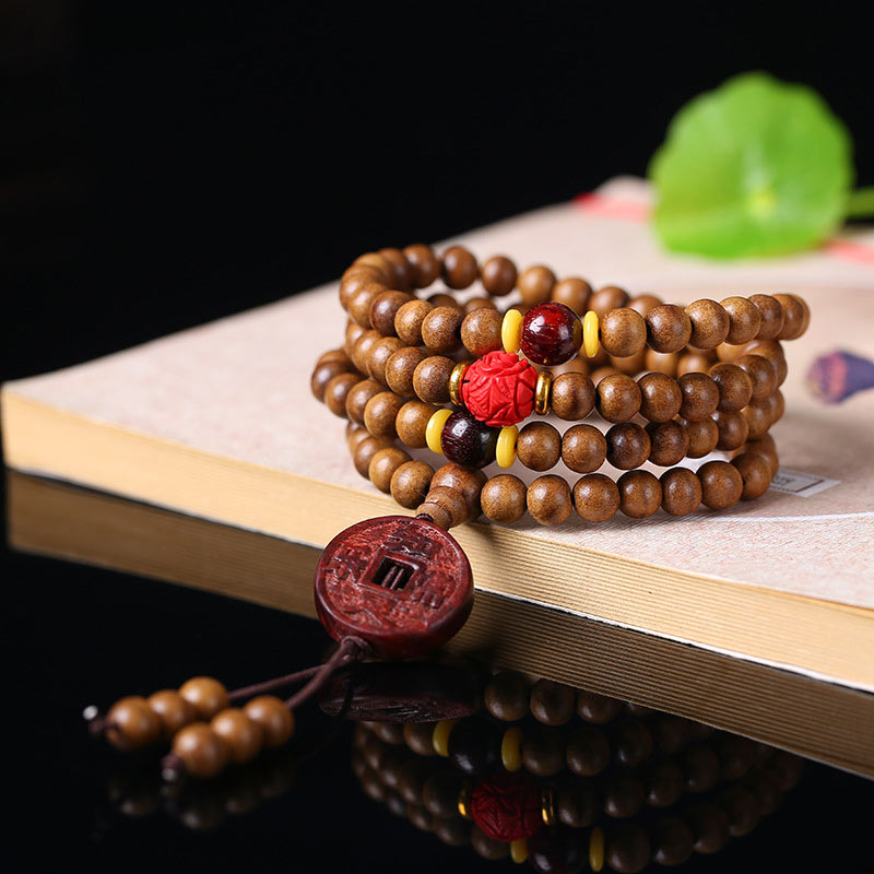 KarmaRipple's 108 Mala Beadwork Peach Wood Bodhi?Seed Lotus Prayer Meditation Bracelet p12