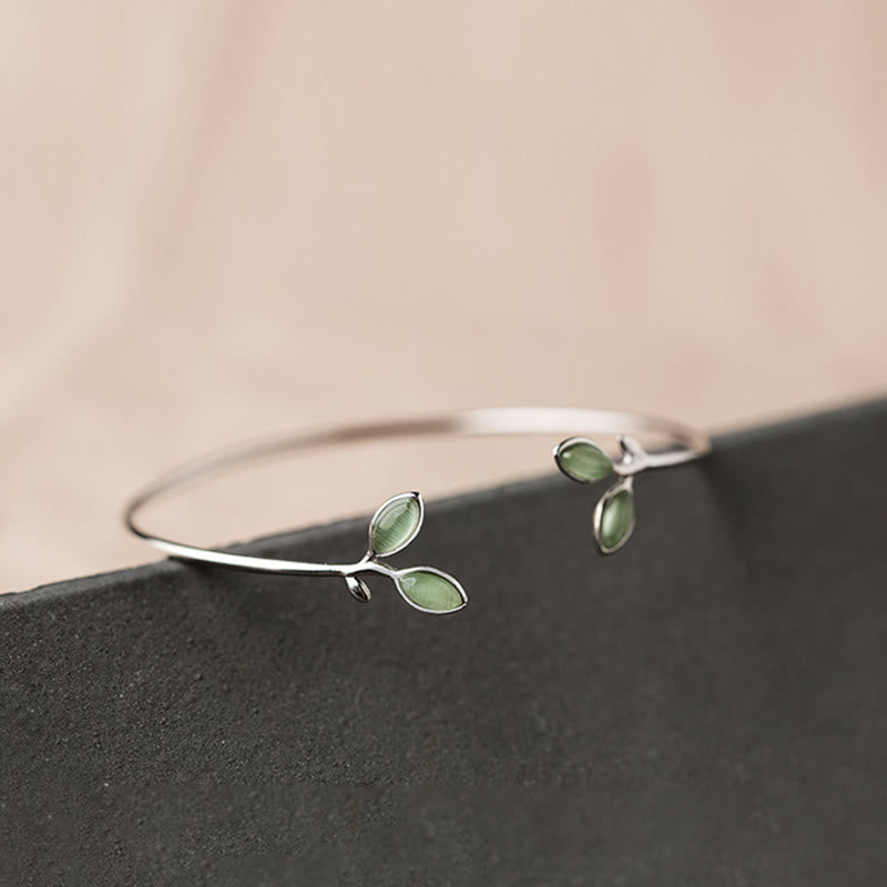 KarmaRipple's Leaf Pattern Cat Eye Support Cuff Bracelet Bangle p13