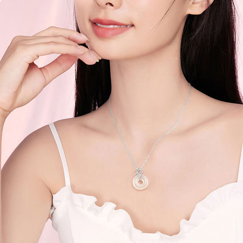 KarmaRipple's 925 Sterling Silver Chalcedony Peace Buckle Year Of The Snake Balance Pendant Necklace p4