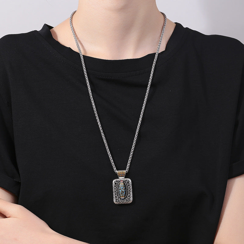 KarmaRipple's Nine-Eye Dzi Bead Design Bronze Balancing Rotatable Pendant Necklace p6