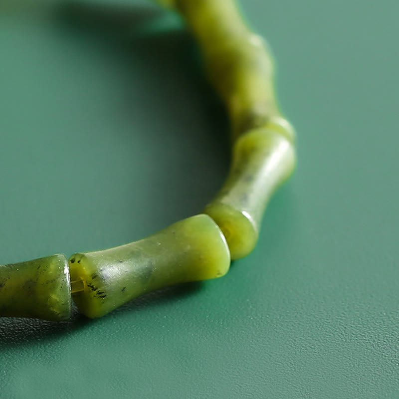 KarmaRipple's Green Bamboo Jade Pattern Fortune Abundance Bracelet p6
