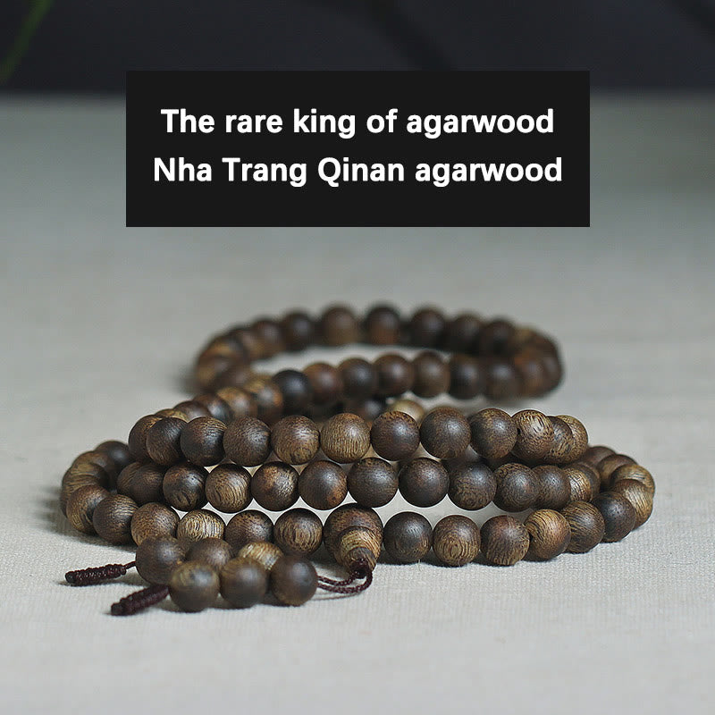KarmaRipple's 108 Mala Beadwork Nha Trang Soil Buried Qinan Agarwood Balance Strength Bracelet p9