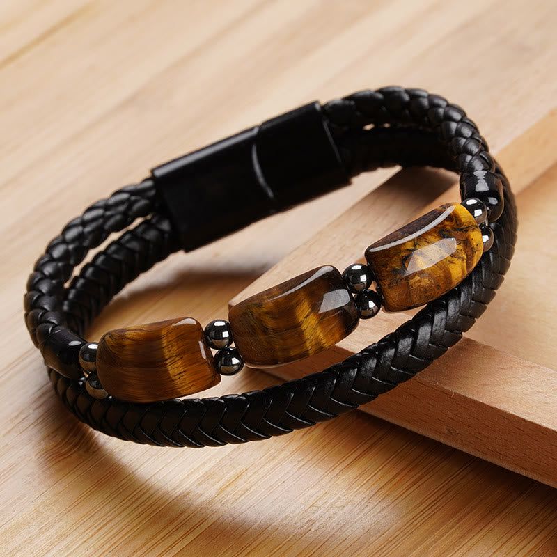 KarmaRipple's Authentic Tiger Eye Protection Willpower Magnetic Buckle Leather Bracelet p2