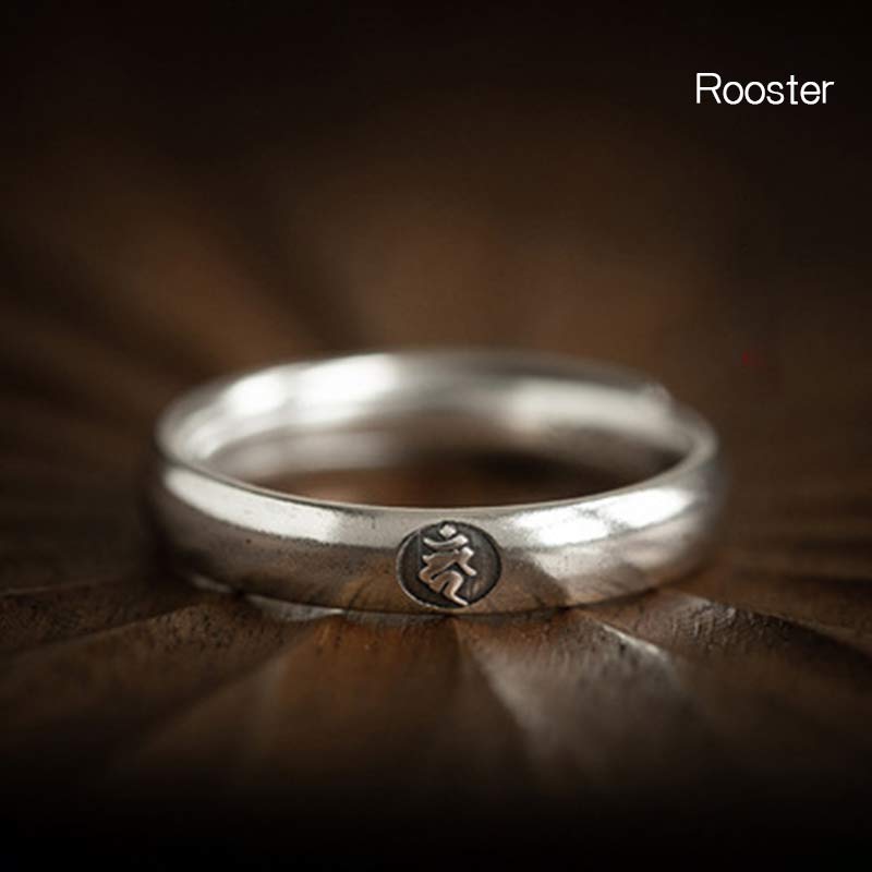 KarmaRipple's 925 Sterling Silver Chinese Zodiac Natal Buddha Blessing Pair Ring p45