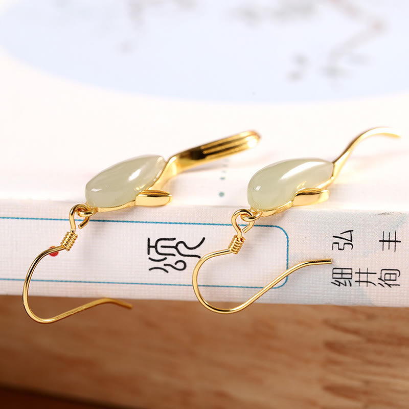 KarmaRipple's Fish Pattern Jade Fortune Dangle Drop Earrings p7