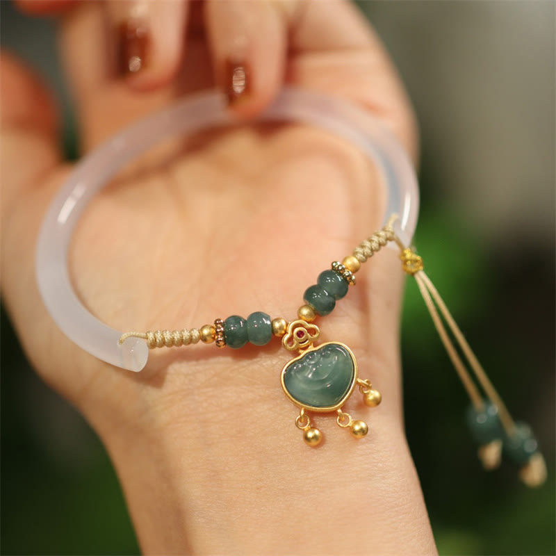 KarmaRipple's 925 Sterling Silver Authentic Jade Chalcedony Lock of Good Wishes Fortune Pendant Necklace Bangle Bracelet p2