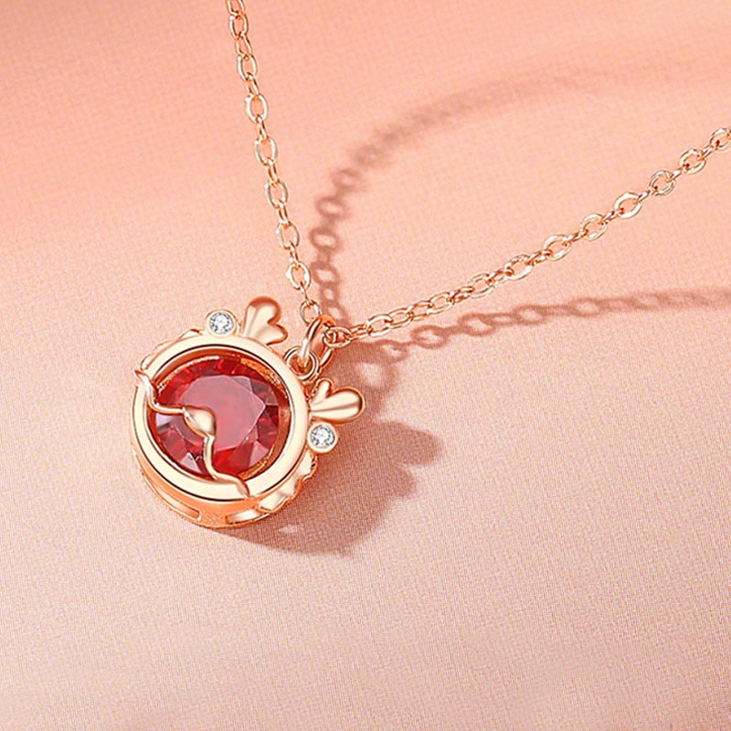 KarmaRipple's 925 Sterling Silver Year Of The Dragon Fortune Red Zircon Pendant Necklace Bracelet Earrings Ring ( p7