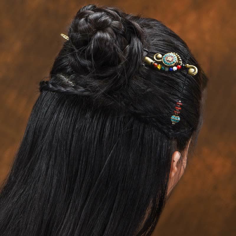 KarmaRipple's Tibetan Turquoise Agate Protection Hairpin Decorations p5