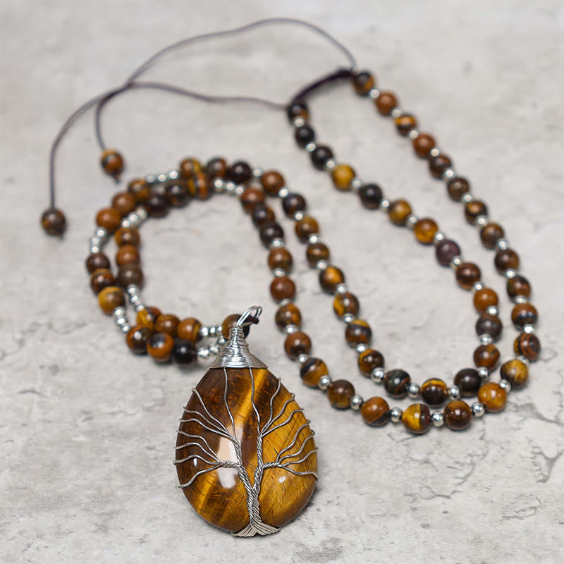 KarmaRipple's Authentic Tiger Eye Strength Beaded Necklace Pendant p1
