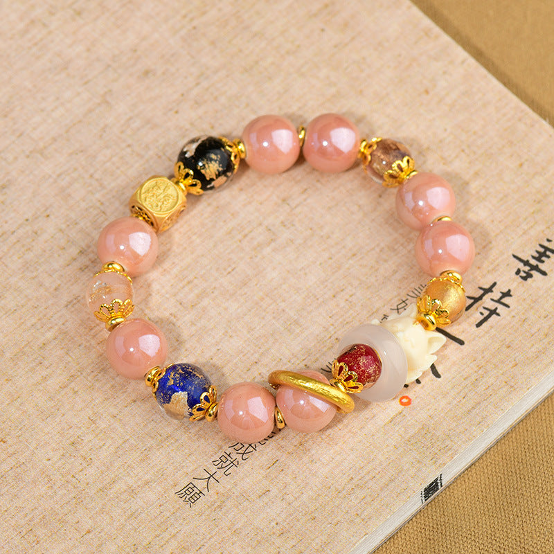 KarmaRipple's Tibetan Incense Ash Liuli Glass Bead Fortune Protection Nine Tailed Fox Bracelet p3