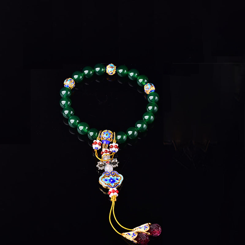 KarmaRipple's Authentic Green Agate Wrist Mala Success Talisman Pocket Mala Car Decoration p6