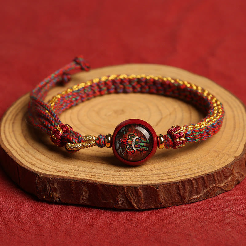 KarmaRipple's Colorful Rope Cinnabar Thangka Blessing Woven Bracelet p2