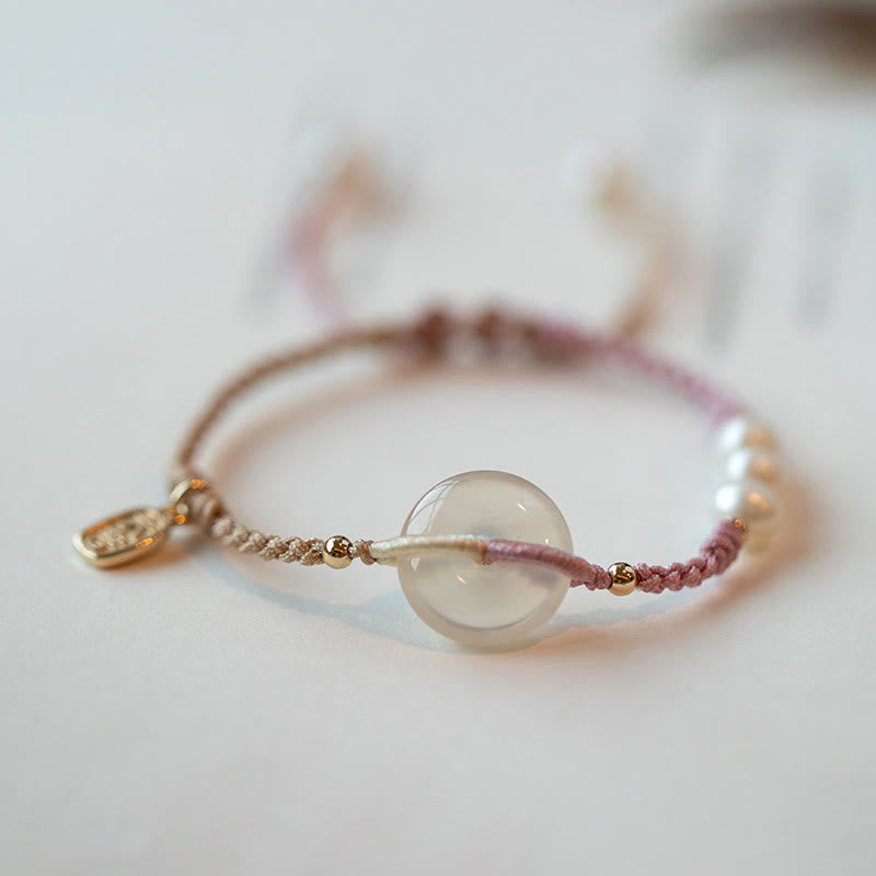 KarmaRipple's Chalcedony Round Peace Buckle Positive String Bracelet p2