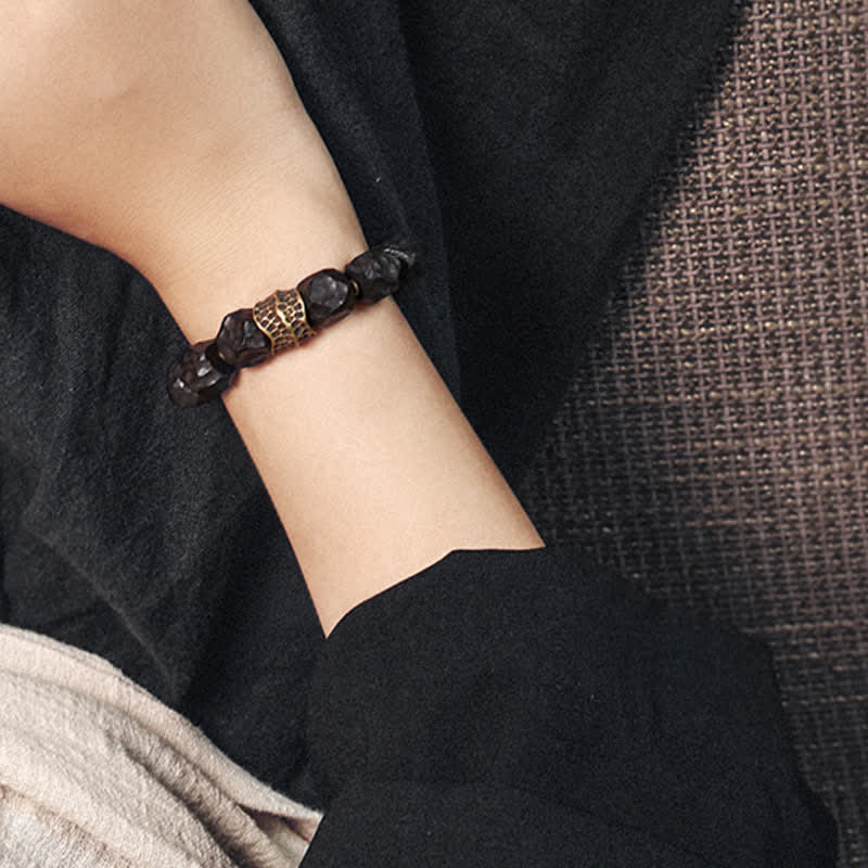 KarmaRipple's Ebony Wood Bronze Peace Balance Pair Bracelet p5