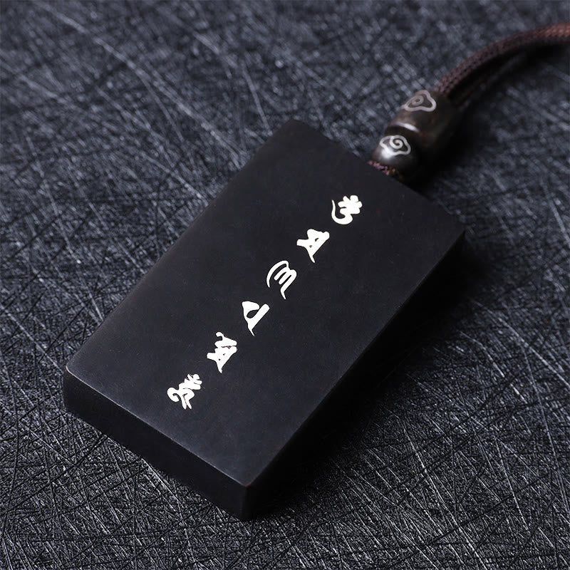 KarmaRipple's 999 Sterling Silver Small Leaf Red Sandalwood Ebony Wood Om Mani Padme Hum Inlaid Protection Pendant Necklace p13