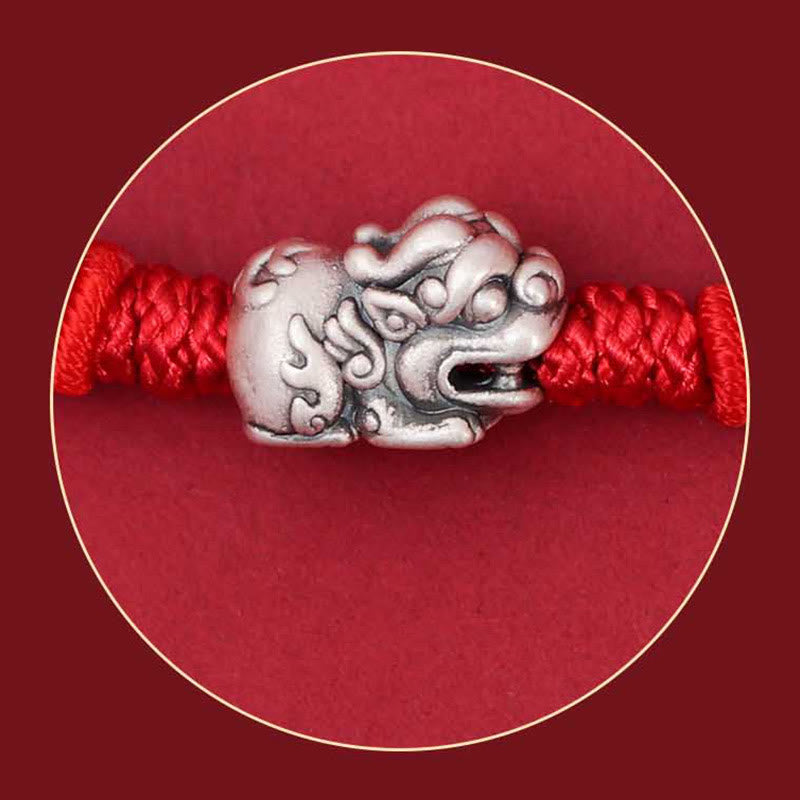 KarmaRipple's 925 Sterling Silver PiXiu Fu Character Wealth Fortune Handmade Woven Bracelet p6