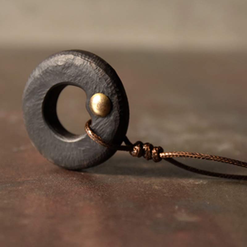 KarmaRipple's Zen Circle Ebony Wood Peace Calm Pendant Necklace p12