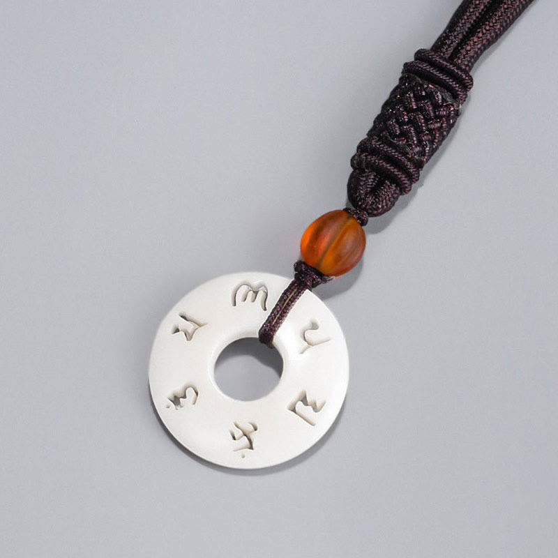 KarmaRipple's Ivory Fruit Om Mani Padme Hum Engraved Protection Pendant Necklace p7