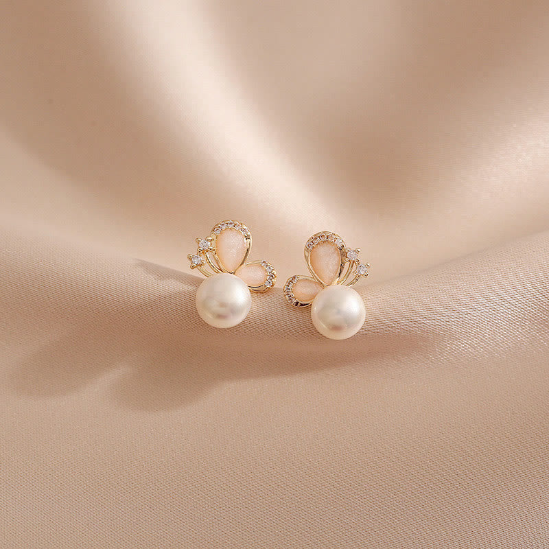 KarmaRipple's 18K Gold Pearl Butterfly Love Freedom Stud Earrings p3