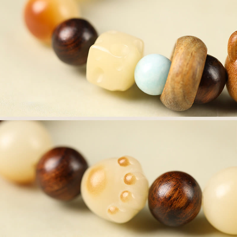 KarmaRipple's Authentic Bodhi Seed Sandalwood Fortunate Cute Cat Head Paw Claw Peace Bracelet p6
