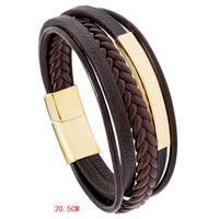 KarmaRipple's Simple Design Titanium Steel Leather Fortune Bracelet