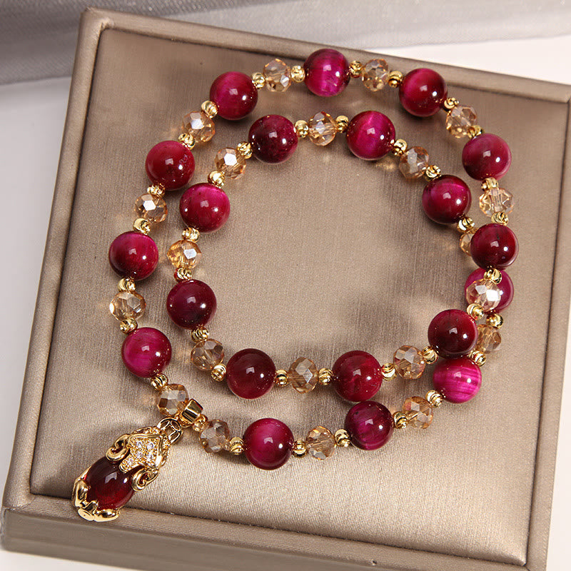 KarmaRipple's Tiger Eye Pixiu Fox Money Bag Protection Self Confidence Double Wrap Bracelet p10
