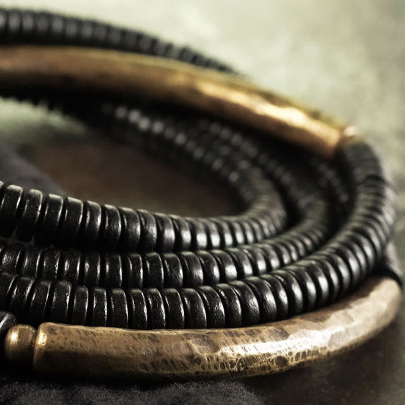 KarmaRipple's Ebony Wood Bronze Balance Multilayered Bracelet p10