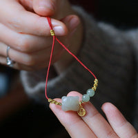KarmaRipple's Chinese Zodiac Tiger Jade Prosperity Red String Bracelet