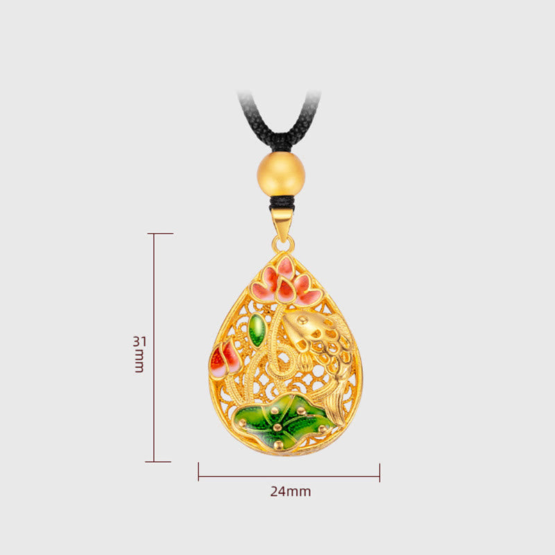 KarmaRipple's Koi Fish Lotus Flower Leaf Bronze Fortune Pendant Necklace p7