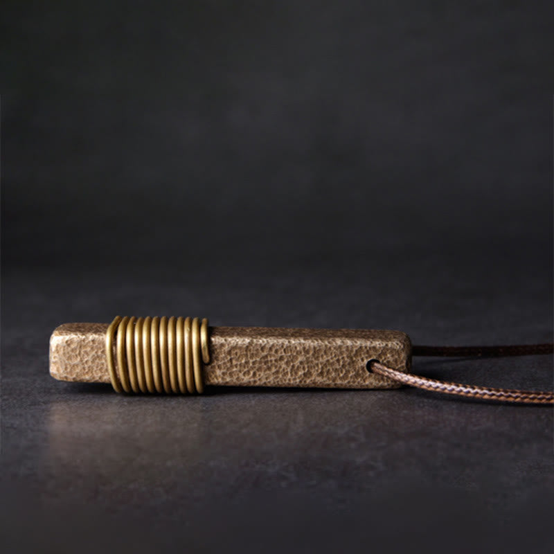 KarmaRipple's Vintage Textured Design Bronze Wealth Pendant Necklace p3