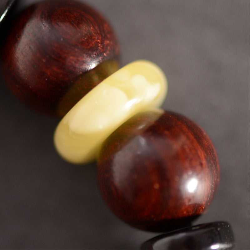 KarmaRipple's Small Leaf Red Sandalwood Om Mani Padme Hum Engraved Protection Bracelet p8